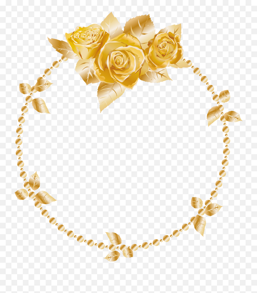 Rose Oses Wreath Gold Header Border Frame Decor - Frame Vector Golden Border Emoji,Rose Border Png