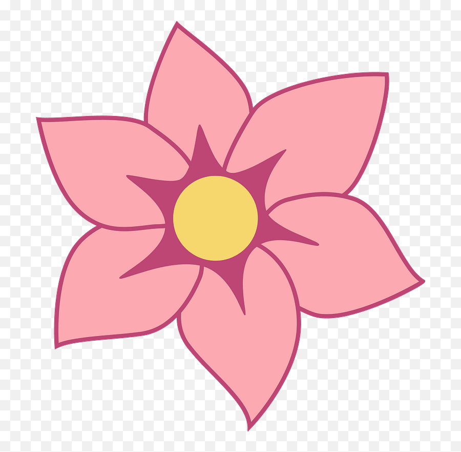Pink Flower With Yellow Center Clipart Free Download Emoji,Pink Flowers Transparent