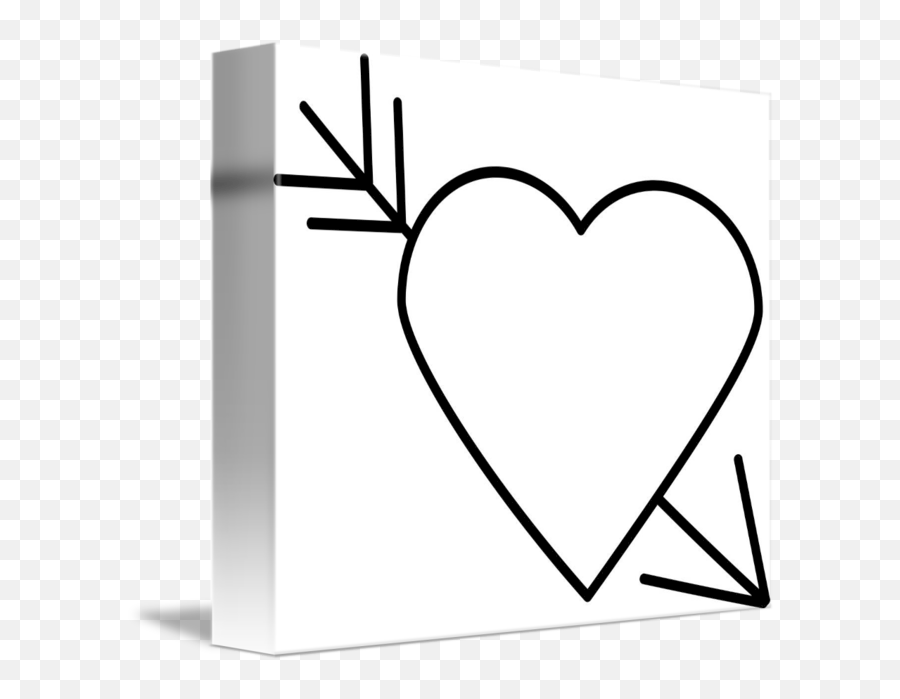 Black Heart Outline With Arrow Through It By Valerie Waters Emoji,Drawn Heart Outline Png
