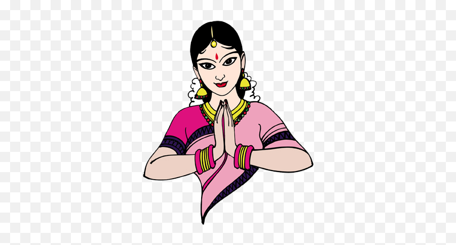 Namaskar Lady Clipart Png Image With No - Girl Doing Namaskar Drawing Emoji,Lady Clipart