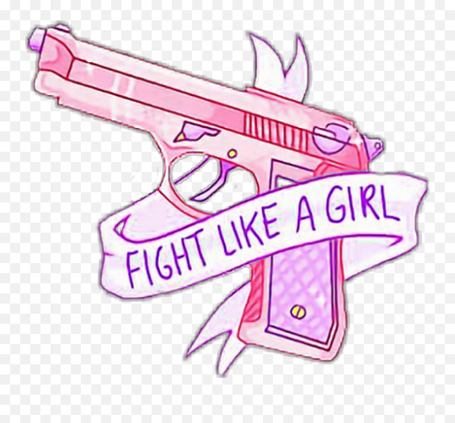 Fightlikeagirl Gun Pistol Banner Cute Tumblr Aesthetic Emoji,Cute Tumblr Transparent