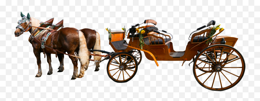 Horses With Wooden Carriage On White Background Free Image Emoji,Carriage Png