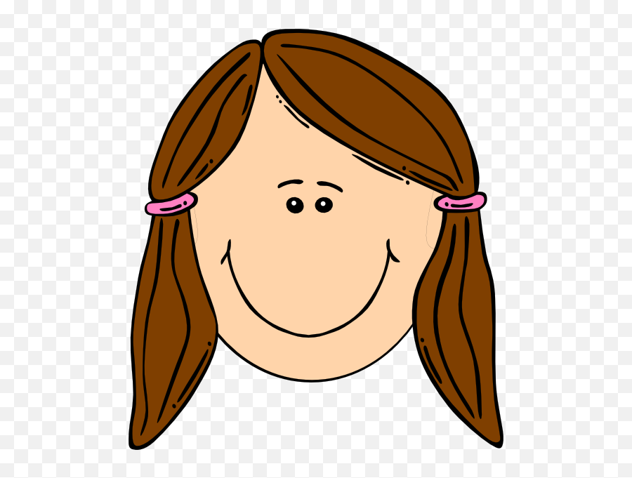 Cartoon Girl Smiling Girl With Brown - Brown Hair Clipart Emoji,Clipart Girl