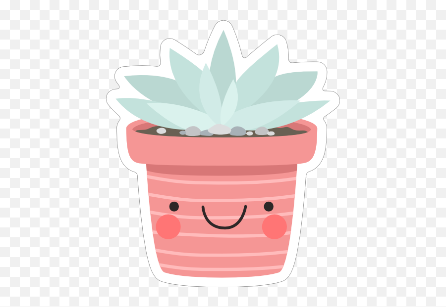 Succulent In Smiling Pot Sticker - Happy Emoji,Succulent Clipart