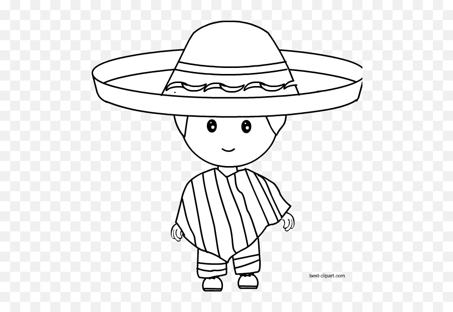 Mexican Clipart Black And White Png - Clipart Black And White Mexican Girl Emoji,Mexican Clipart