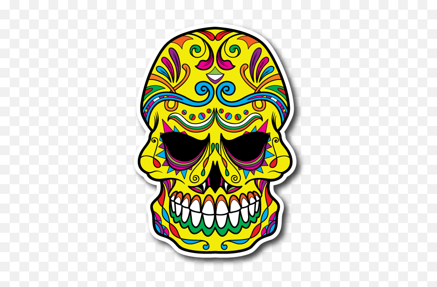 Sugar Skull Vinyl Sticker - Sugar Skull Evil Clipart Full Scary Emoji,Sugar Skull Clipart