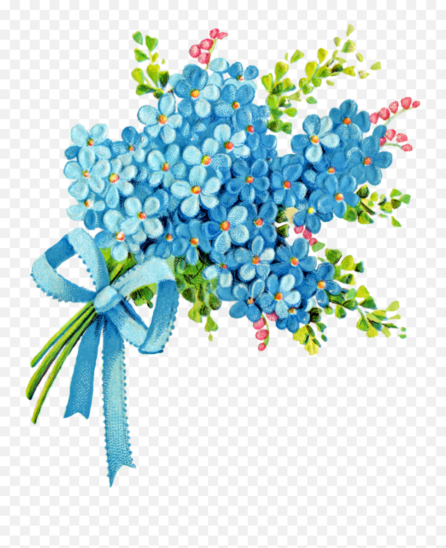 Wildflower Clipart Flower Bunch - Flower Bouquet Clip Art Blue Emoji,Wildflower Clipart