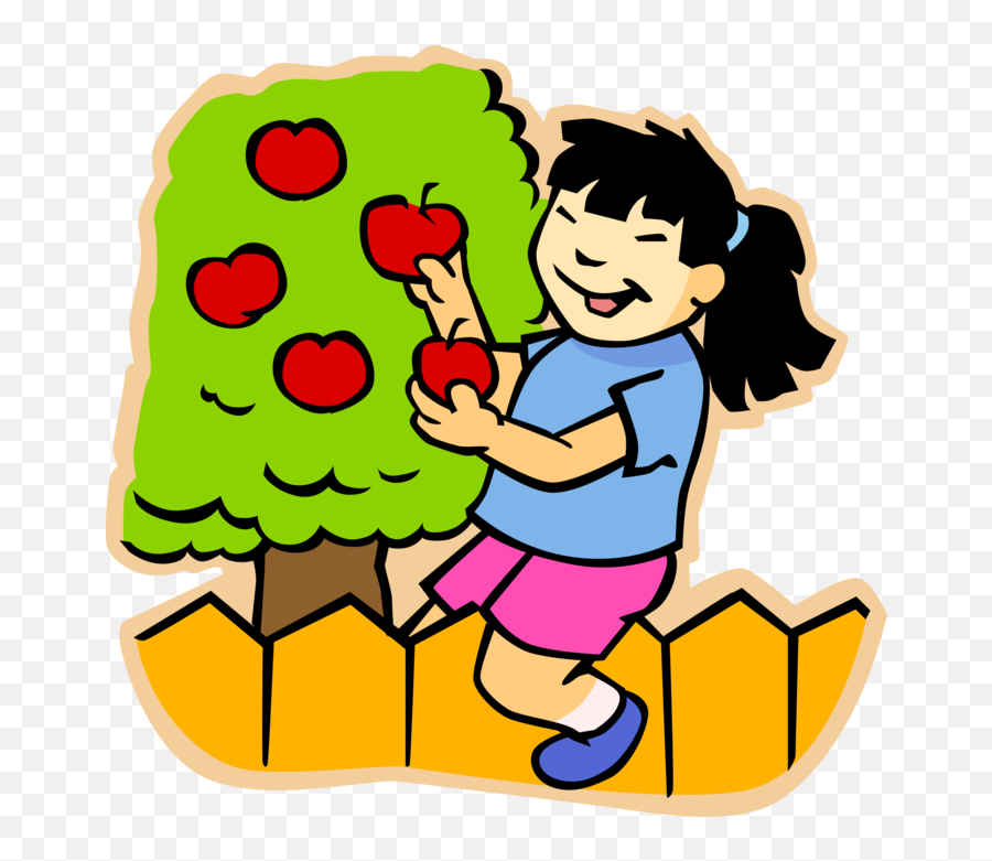Girl Picking Apple Clipart - Girl Pick Apples Clipart Emoji,Pick Clipart