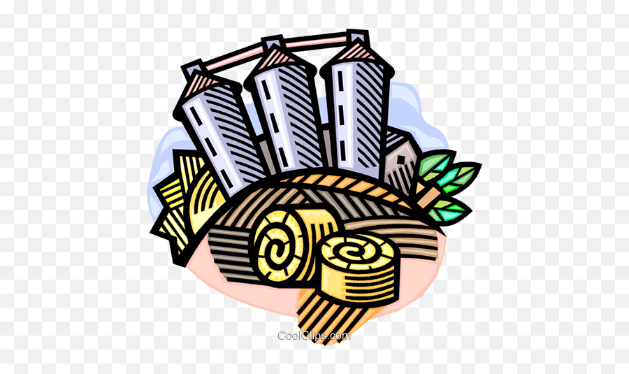 Agricultural Harvest With Grain Elevators Royalty Free - Vertical Emoji,Harvest Clipart