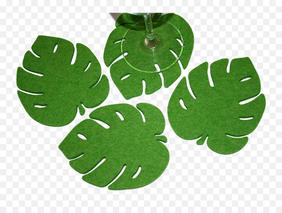 Palm Leaf Tropical Drink Coasters In 5mm Thick Virgin Merino Wool Felt - Felt Tropical Leaf Emoji,Tropical Leaf Png