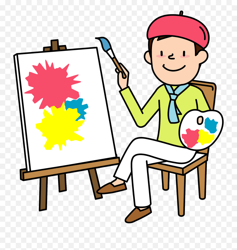Artist Painting At An Art Easel Clipart - Painter Clip Art Emoji,Painting Clipart