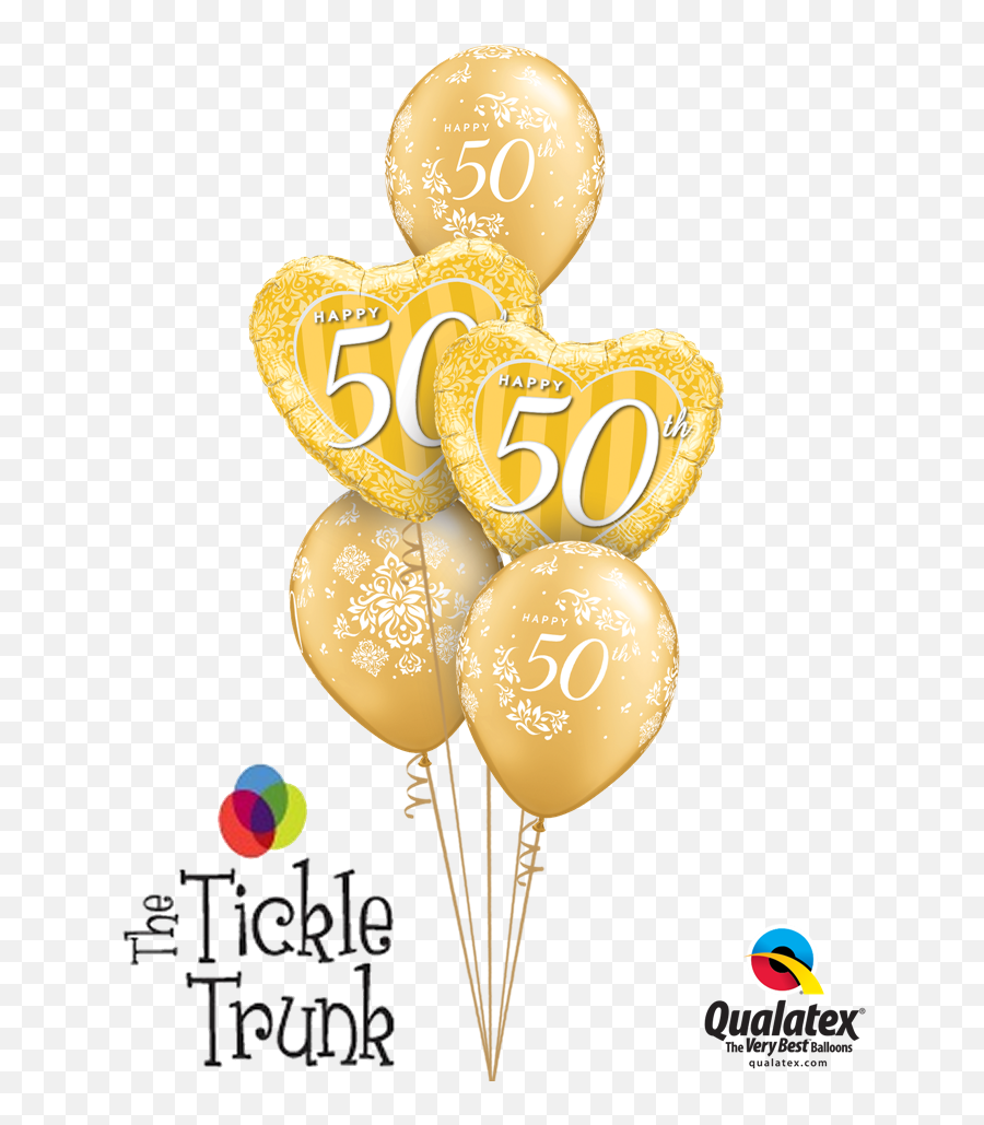 Happy 50th Anniversary Gold Balloon Bouquet Emoji,Gold Balloon Png