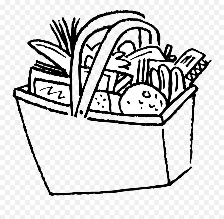 Pantry Coloring Pages - Food In The Basket Drawing Clipart Emoji,Pantry Clipart