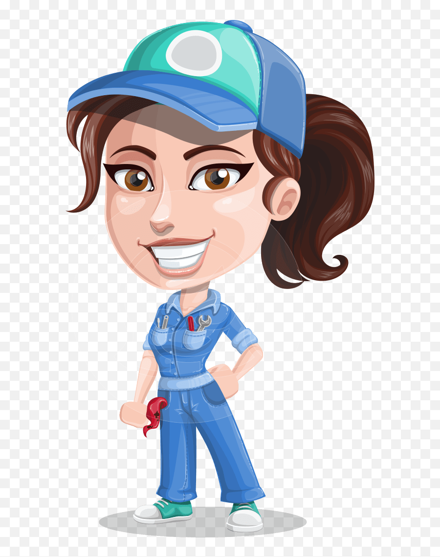 Mechanic Clipart Female Mechanic - Cute Female Construction Worker Clipart Emoji,Mechanic Clipart