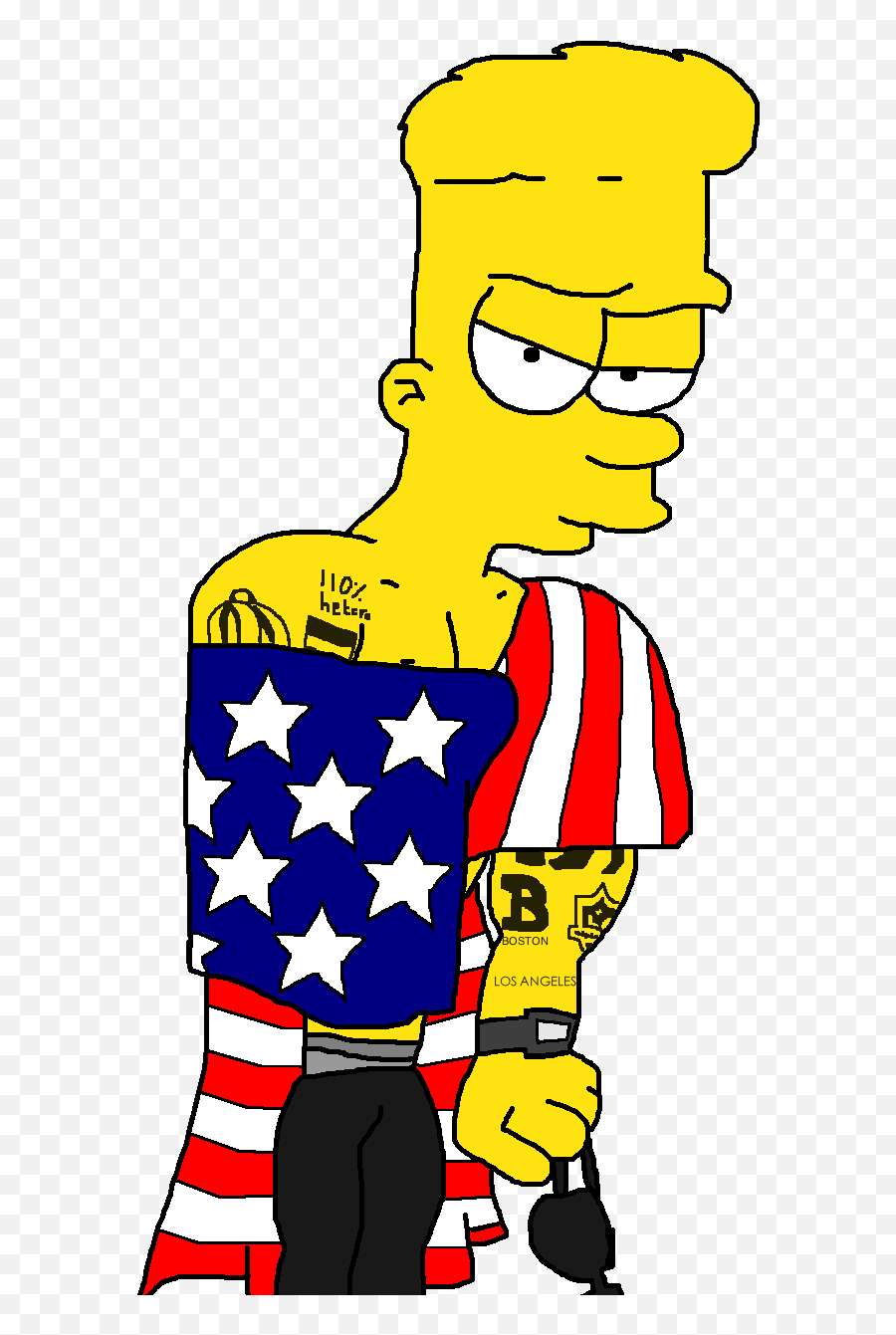 Sexy Muscle Bart Simpson With American Flag By Dgm - Art Bart Simpson So Hot Emoji,American Flag Clipart