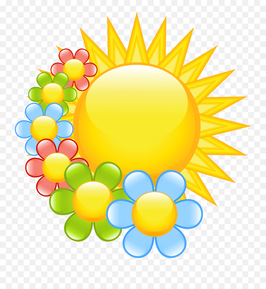Flower Clipart - Clip Art Spring Flower Emoji,Sun Clipart