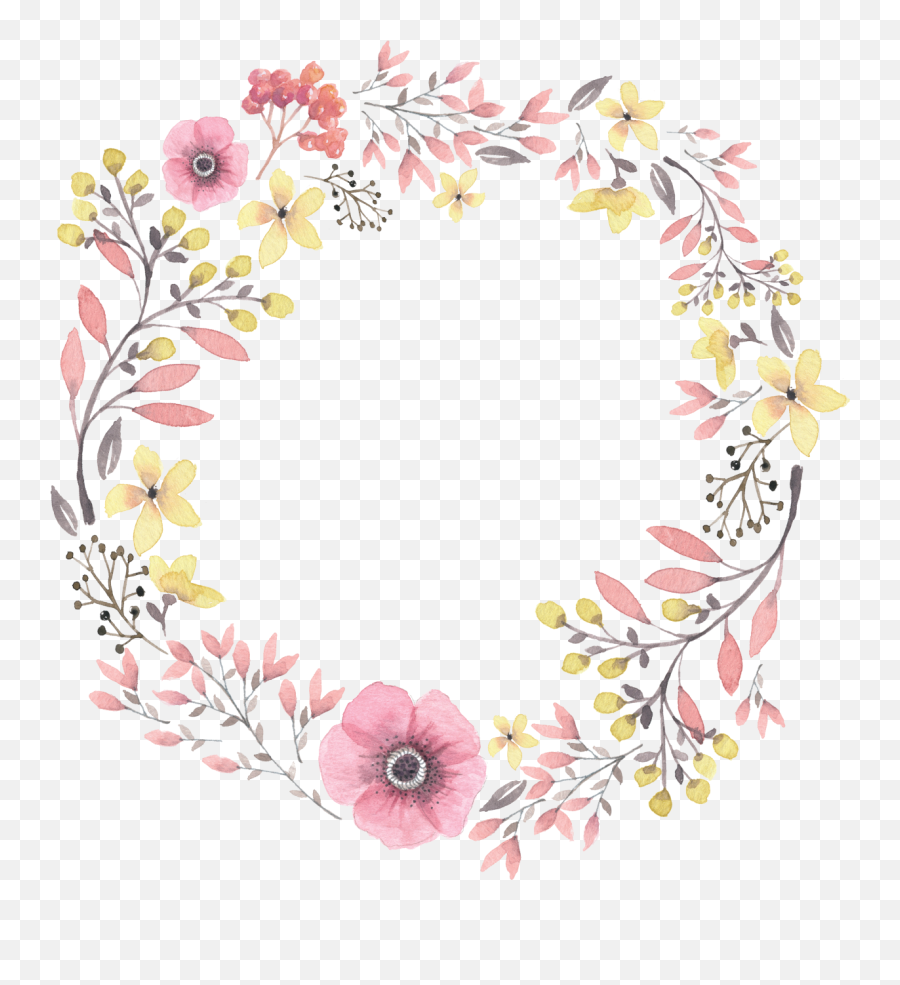 Painted Wreath Hand Watercolor Wreaths - Watercolor Wreath Flower Png Emoji,Relief Society Logo