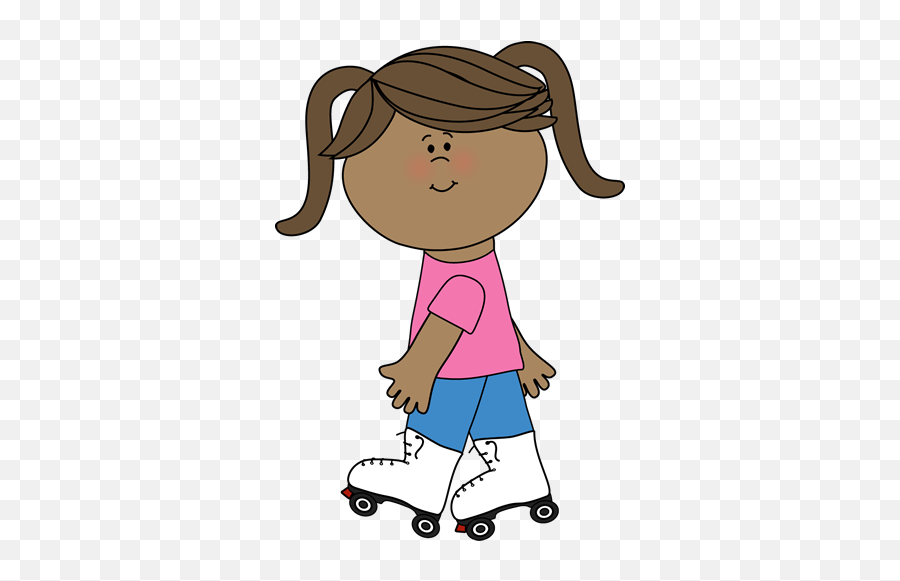 Kids Clip Art - Girl Roller Skating Clipart Emoji,Clipart Girl
