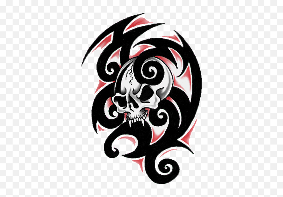 Tribal Skull - Tribal Skull Tattoo Emoji,Tattoo Clipart