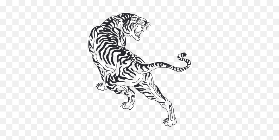 Tiger Png Clipart - Tiger Art Black And White Full Size Tribal Chinese Tiger Tattoo Emoji,Tiger Clipart Black And White
