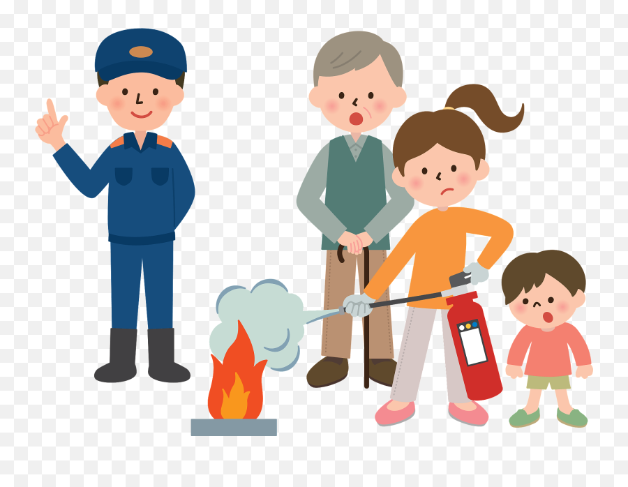 Family Using A Fire Extinguisher Clipart Free Download - Firefighting Emoji,Fire Extinguisher Clipart