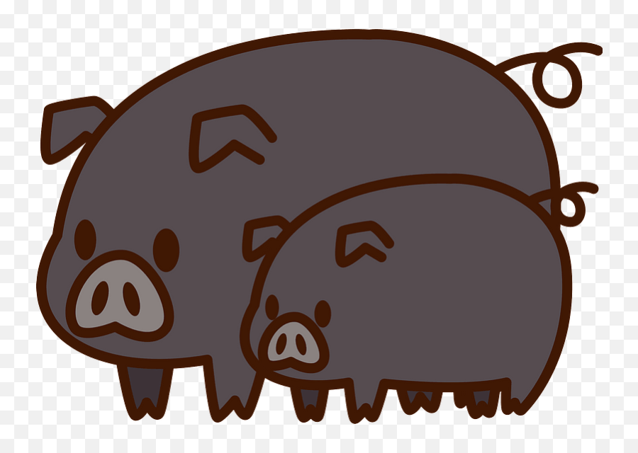 Black Pigs Mother And Baby Clipart - Language Emoji,Pig Transparent