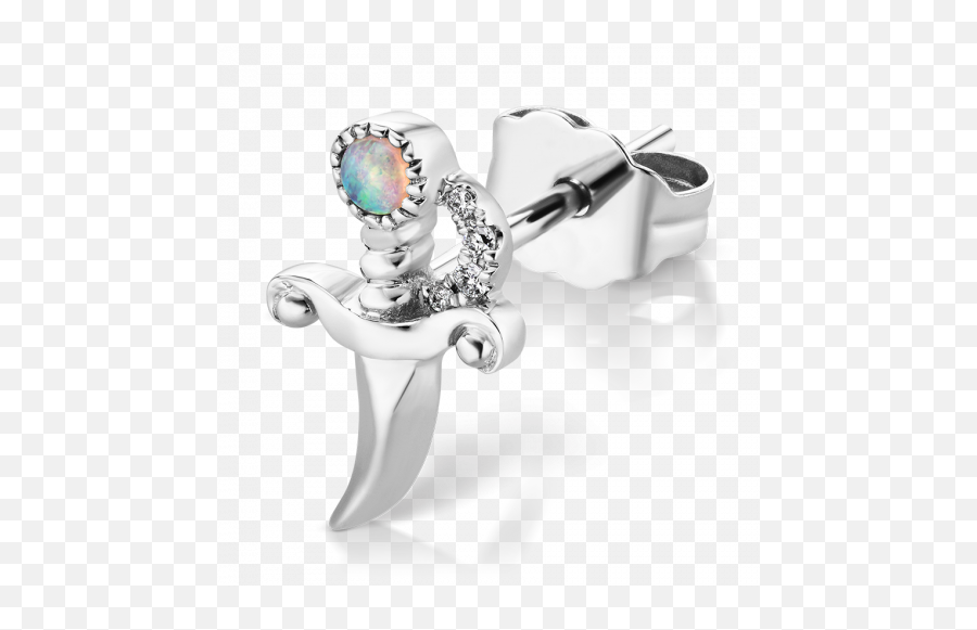 Opal And Diamond Small Sword Earstud Maria Tash - Solid Emoji,Diamond Sword Transparent