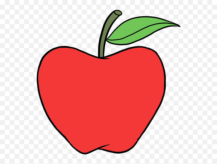 How To Draw Apple - Apple Drawing Easy Step By Step Clipart Emoji,Apple Heart Clipart