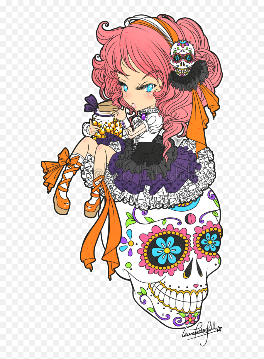 Girly Clipart Sugar Skull Picture 1218013 Girly Clipart - Fictional Character Emoji,Sugar Skull Clipart