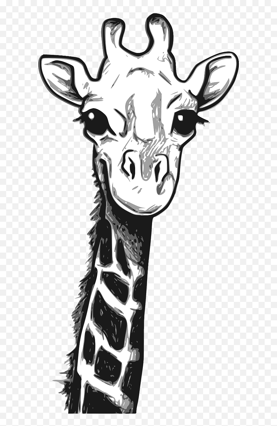 Cute Giraffe Head - Black And White Clipart Free Download Giraffe Drawing Emoji,Cow Head Clipart