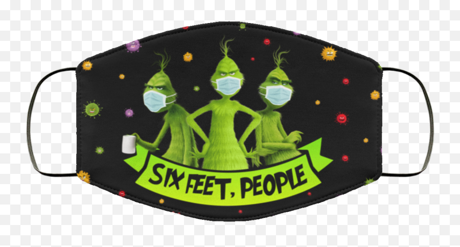 Grinch Six Feet People Funny Grinch - Ms Awareness Face Mask Emoji,Grinch Face Png