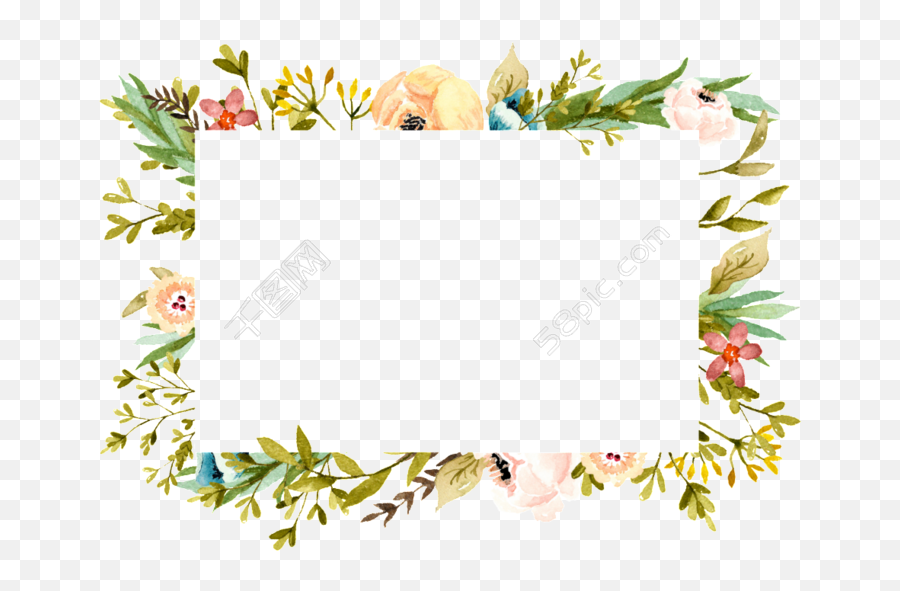 Floral Design Plant Transprent - Rectangle Watercolor Floral Border Emoji,Summer Border Clipart