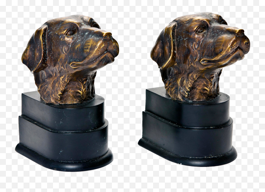 Bronze Finish Dog Head Bookends - A Pair Emoji,Doge Head Png