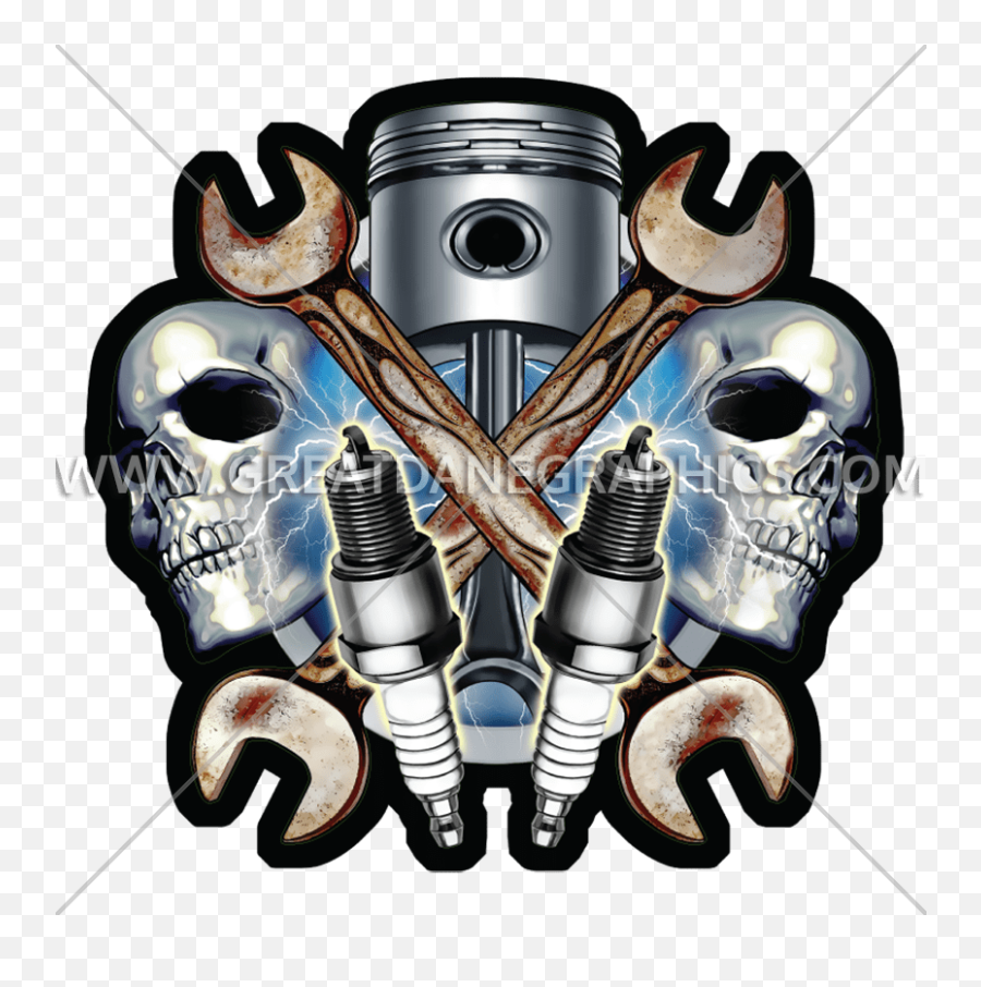 Skull With Spark Plugs Transparent Png - Mechanic Skull Logo Png Emoji,Mechanic Clipart