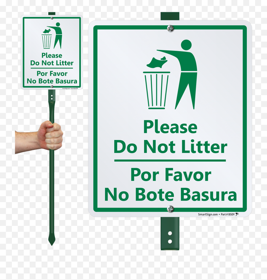 Bilingual Do Not Litter Sign U0026 Stake Kit For Yard U0026 Kit Sku - No Dog Pee Sign Emoji,Do Not Sign Png