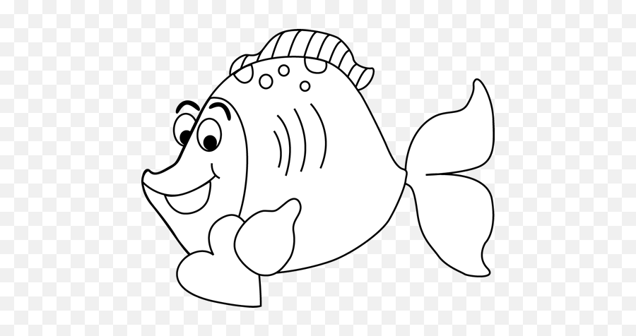 White Cartoon Valentines Day Fish - Valentine Fish Clipart Black And White Emoji,Fish Clipart Black And White
