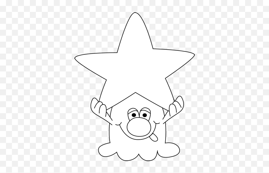 White Monster Holding A Star Clip Art - My Cute Graphics Monster Black And White Emoji,Star Clipart Black And White