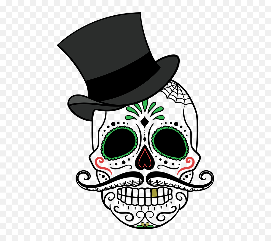 Day Of The Deadskullsugar - Day Of The Dead Skull Cartoon Day Of The Dead Skulls With Hats Emoji,Sugar Skull Clipart