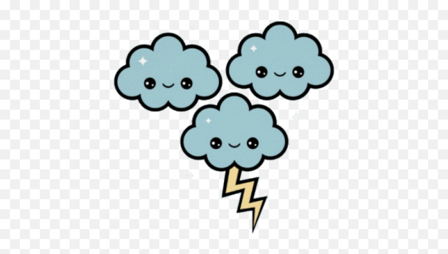 Thunder Clipart Cute - Kawaii Storm Png Download Full Cloud Cute No Background Emoji,Thunder Clipart