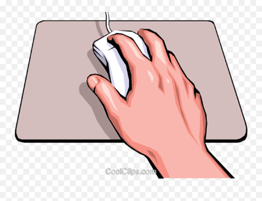 Download Hand With Computer Mouse - Using Computer Mouse Clipart Emoji,Computer Mouse Clipart