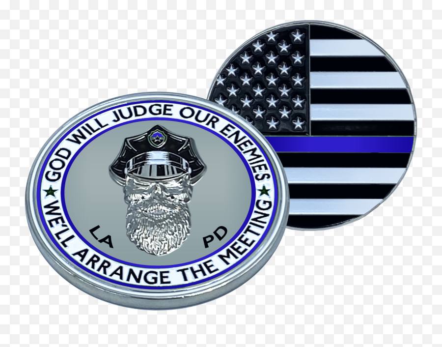 Thin Blue Line Lapd God Will Judge Beard Gang Skull Challenge Coin Los Angeles Police Department Back The Blue El1 - 017 Philly Beer Week 2015 Emoji,Lapd Logo