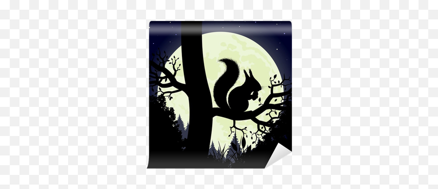 Silhouette Of The Squirrel On The Background Of The Moon Wall Mural U2022 Pixers - We Live To Change Squirrel Moon Emoji,Squirrel Transparent Background