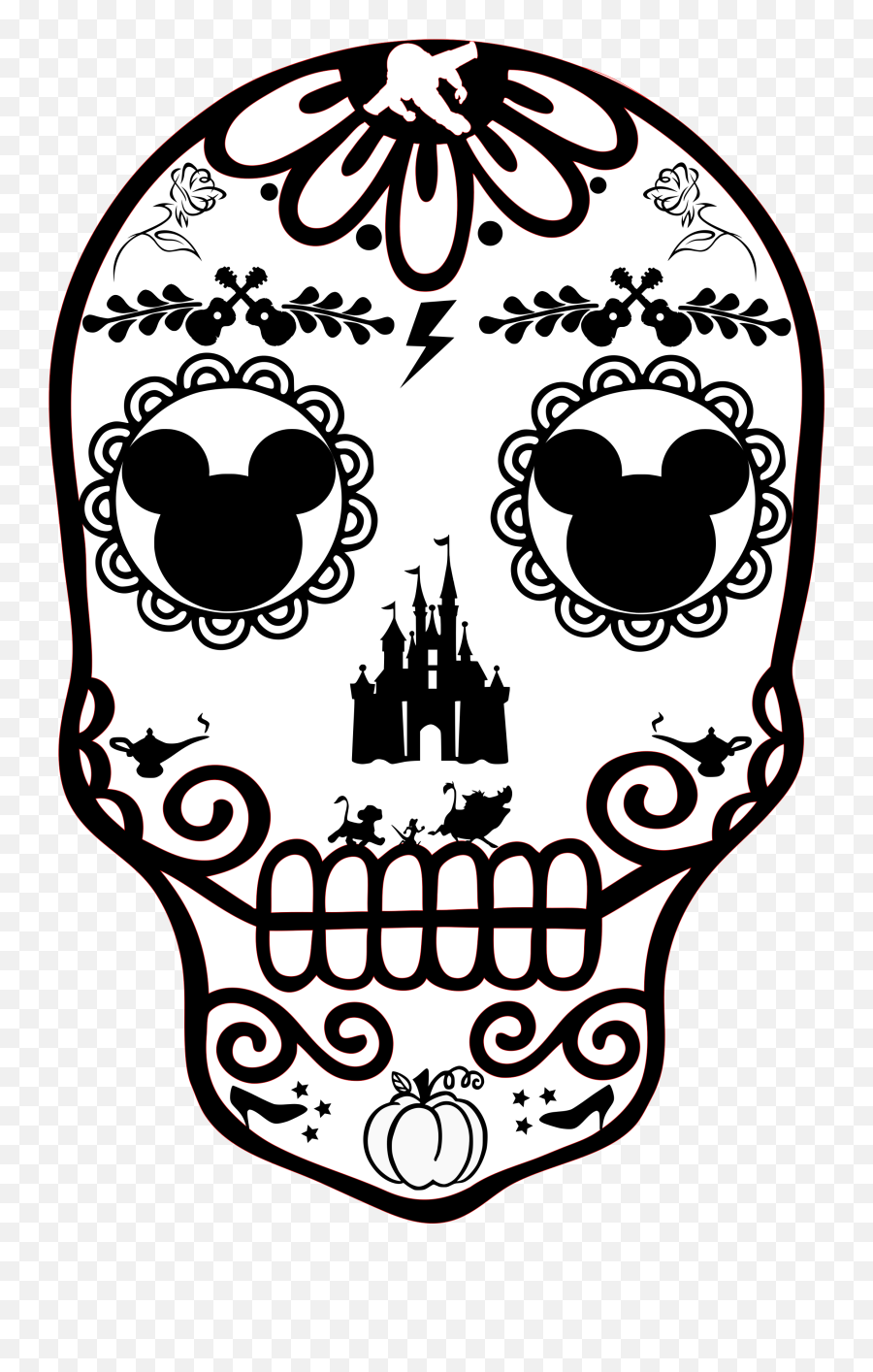 Disney Skull Svg Disney Stencils Cricut Halloween Cricut - Disney Skull Svg Emoji,Sugar Skull Clipart