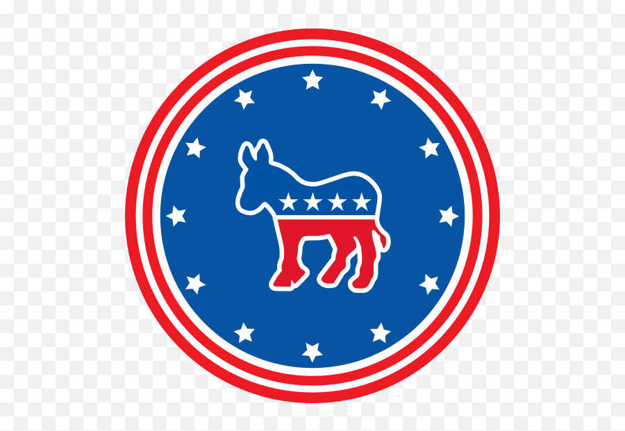Democratic Party Donkey Printed Circle Sticker - Democratic Party Logo Circle Emoji,Democrat Logo