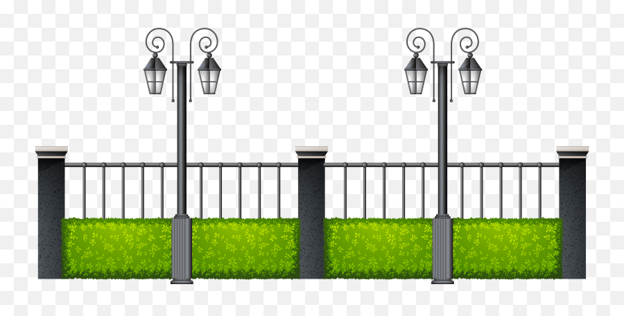 Metal Fence With Streetlights Png Clipart Street Fence - Metal Fence Clipart Emoji,Street Png