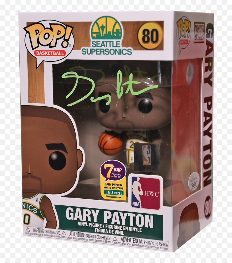 Signature Series Gary Payton Signed Pop - Types Of Chocolate Emoji,Seattle Supersonics Logo