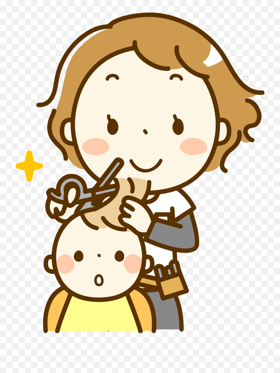 Giving A Baby A Haircut Clipart - Baby Cut Hair Clipart Emoji,Hair Salon Clipart
