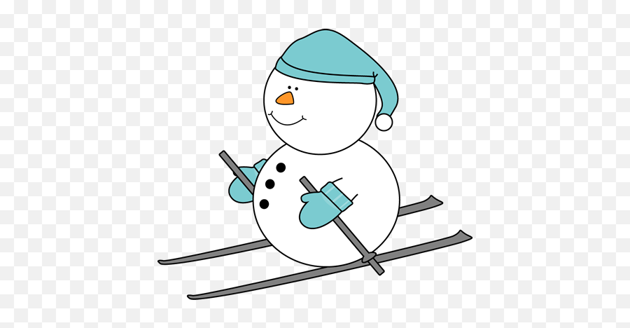 Snowman Skiing Clip Art - Clip Art Skiing Snowman Emoji,Winter Clipart