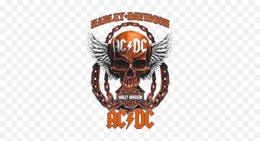 Skull Harley Davidson Motorcycles Ac Dc Shirt - Skull Motor Harley Davidson Kizz Shirt Emoji,Acdc Logo