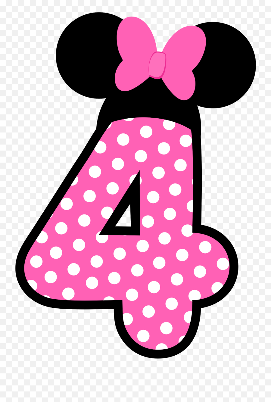 Minnie Mouse Number 4 Clipart - Full Size Clipart 5611967 Pink Minnie Mouse Number 4 Emoji,Minnie Mouse Bow Png